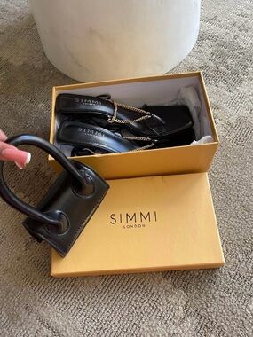 SIMMI London Black Chain Strap Heeled Sandals